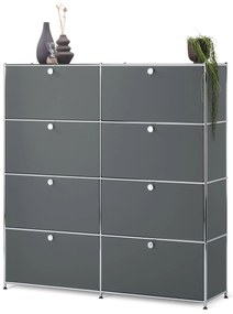Vysoká komoda »CN3« s 8 výklopnými dvierkami, sivá