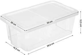 Úložný box Clear, sada 12ks, 16,5x12,5x29,5 cm, transparetná