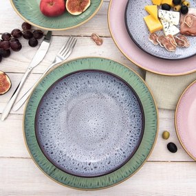 Orion Sada keramických mělkých talířů Glaze zelená27 cm, 6 ks