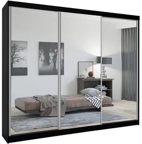 Skriňa Lux 250 čierna + 3 x Zrkadlo