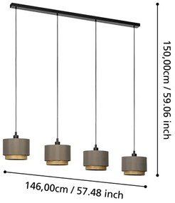Eglo 390121 - Luster na lanku MARCHENA 4xE27/40W/230V hnedá
