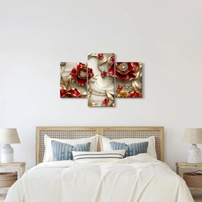 Obraz - 3D Červeno-zlaté kvety (90x60 cm)