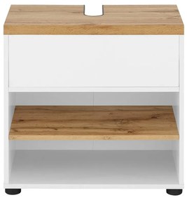 Biela skrinka pod umývadlo v dekore duba 60x57 cm Thessa – Støraa