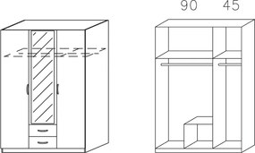 Šatníková skriňa Case, 136 cm, dub sonoma