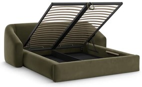 Zelená čalúnená dvojlôžková posteľ s úložným priestorom s roštom 140x200 cm Campi – Cosmopolitan Design