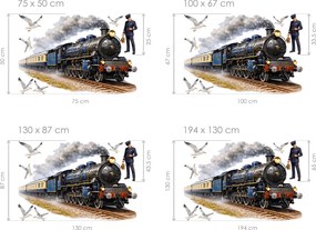 Vlak Orient express textilní prelepiteľná nálepka na stenu hárok 75 x 50 cm