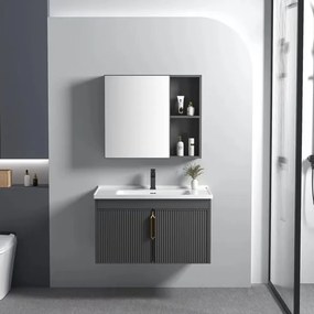 Rea Astor, súprava kúpeľňového nábytku s umývadlom 60cm, šedá matná, REA-M0004