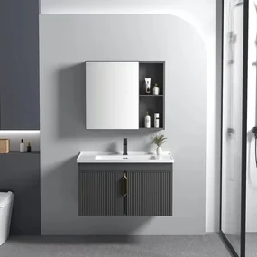 Rea Astor, súprava kúpeľňového nábytku s umývadlom 60cm, šedá matná, REA-M0004
