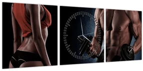 Obraz - Fitness (s hodinami) (90x30 cm)