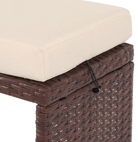 Záhradná lavica HWC-G16, polyratan - hnedá, krémový vankúš