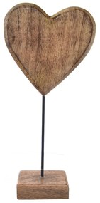 InDecor Srdce na podstavci z mangového dreva, 15 x 6 x 33 cm, L