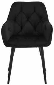 Jedálenská stolička JORK zamatová, čierna (čierne nohy)