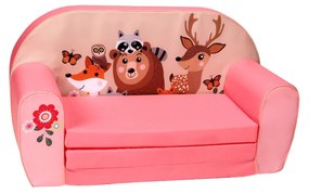 Detský gauč so zvieratkami | ružový