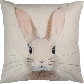 Béžová obliečka na vankúš s hlavou králika - 45*45cm