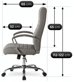 Vintino kancelárska otočná stolička LEONARD siva s chrómovými nohami a vysokým operadlom