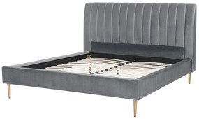 Zamatová posteľ 160 x 200 cm sivá MARVILLE Beliani