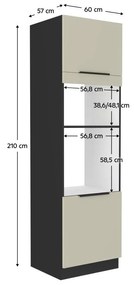 Vysoká skrinka na vstavanú rúru a mikrovlnnú rúru Arikona 60 DPM 210 2F (kašmír + čierna) . Vlastná spoľahlivá doprava až k Vám domov. 1097070