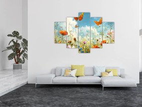 Obraz - Motýle na letnej lúke (150x105 cm)