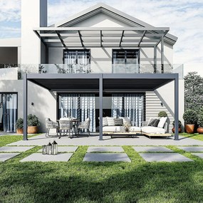 DEOKORK Záhradná hliníková pergola do steny 6x4 m (antracit)