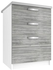 Kuchynská skrinka Belini spodná so zásuvkami 60 cm šedý antracit Glamour Wood s pracovnou doskou  TOR SDSZ60/1/WT/GW/0/U