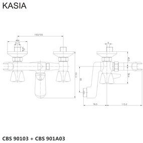 Mereo Mereo, Vaňová nástenná batéria, Kasia, bez príslušenstva, chróm, MER-CBS90103
