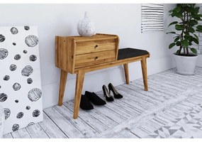 Lavica so zásuvkami z dubového dreva so sivým sedákom Retro - The Beds