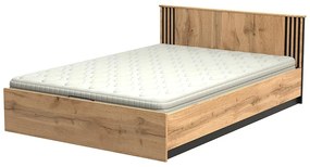 Posteľ La30 140x200 Lamelo Dub Wotan/Čierna Mat