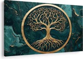 Obraz – Zlatý strom života v mramore (90x60 cm)