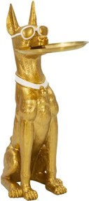 Dekoratívna socha Dog Pit s podnosom 74 cm zlatá