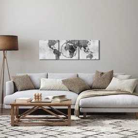 Obraz - Mapa sveta 2 (s hodinami) (90x30 cm)