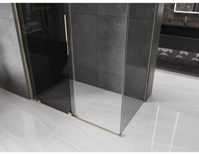 Mexen Velar, sprchový kút s posuvnými dverami 150 x 85 cm, 8mm šedé sklo, zlatá lesklá, 871-150-085-41-50