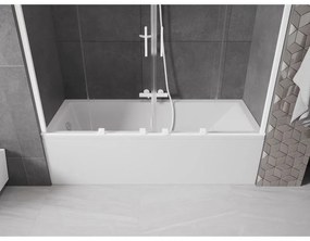 Mexen Velar Duo, vaňová zástena 2-krídlová s posuvnými dverami 190 x 150 cm, 8mm číre sklo, biely profil, 896-190-000-02-20