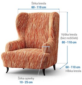 Bielastické poťahy UNIVERSO NOVÉ žíhané tehlové kreslo ušiak (š. 60 - 110 cm)