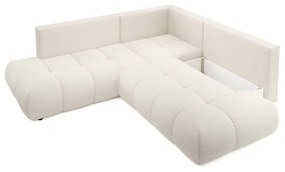 Rozkladacia rohová čalúnená sedacia súprava ALMADA do tvaru L, pravé prevedenie, béžová, s úložným priestorom