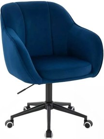 LuxuryForm DESIGN Stolička AVOLA VELUR na čiernej podstave s kolieskami - modrá