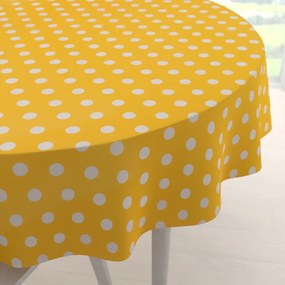 Biante Bavlnený okrúhly obrus Sandra SA-598 Biele bodky na žltom Ø 110 cm