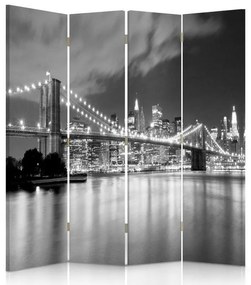 Ozdobný paraván, Panorama z Brooklynského mostu - 145x170 cm, štvordielny, obojstranný paraván 360°