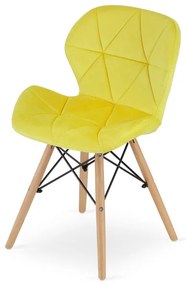 Set troch jedálenských stoličiek LAGO žltá (hnedé nohy) (3ks)