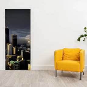 Fototapeta na dvere - Mesto v oblakoch (95x205cm)