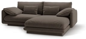 Hnedá zamatová rohová pohovka (pravý roh/s leňoškou) Torino – Micadoni