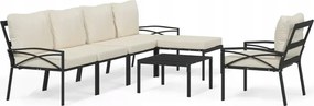 vidaXL 7-dielna sedacia súprava do záhrady, pieskové vankúše, oceľ
