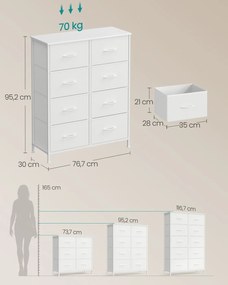 Komoda s látkovými zásuvkami Dopi 76,7 cm biela II