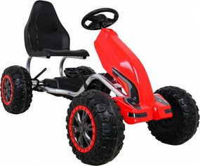 Ramiz Veľká silná detská motokára s pedálmi Červená + 100 kg záťaž + EVA kolesá + Ručná brzda + Športové sedadlo