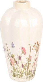 Béžová keramická váza s lúčnymi kvetmi Flowers of Love M - Ø 21*34 cm