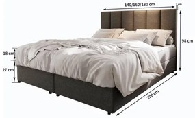 Čalúnená posteľ boxspring MERALIS 160x200 cm hnedá Matrac: Matrac Bonell pružinový