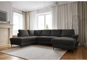 Tmavosivá menčestrová rozkladacia rohová pohovka (ľavý roh) Lofty Lilly – Miuform
