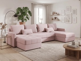 AKCIA Rozkladacia sedacia súprava do U VENORIA 285x146 cm, púdrovo ružová + 2 vankúšiky ZDARMA II. akosť