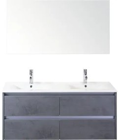 Kúpeľňový nábytkový set Dante 120 cm s keramickým dvojitým umývadlom a zrkadlom betón antracitovo sivá