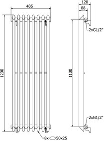 Mexen Atlanta, vykurovacie teleso 1200x405 mm, 646 W, biela, W211-1200-405-00-20