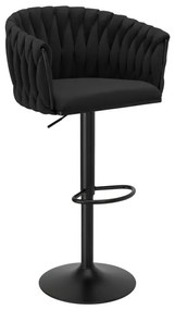 Barová stolička COFTON zamatová, čierna